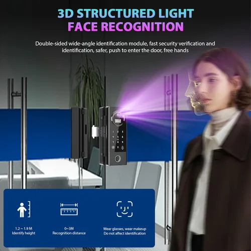 Miniatura 3 de Cerradura inteligente de vidrio cerradura de puerta WiFi desbloqueo remoto TT APP huella digital cara contraseña tarjeta IC métodos de desbloqueo