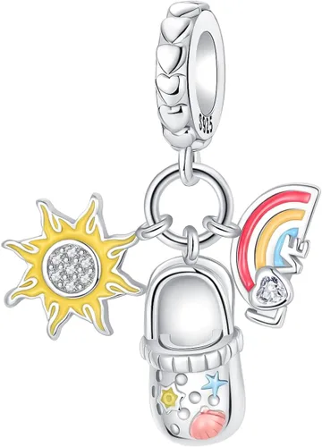 Miniatura 22 de Dije de girasol con diseño de estrella y luna y elefante para pulsera, collar de plata de ley 925, dijes de corazón de amor para mujer, regalo