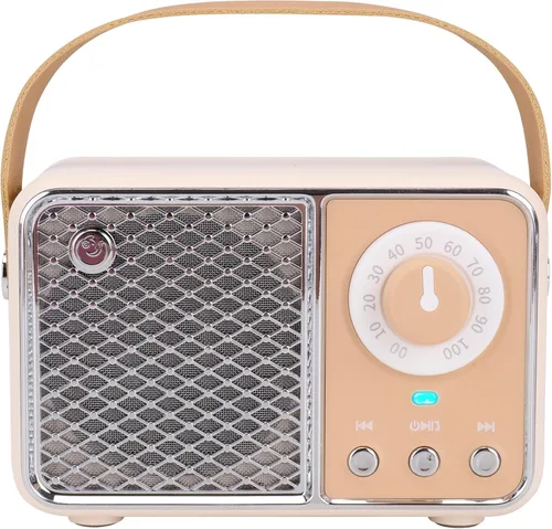 Dosmix Altavoz Bluetooth retro, decoración vintage, altavoces Bluetooth inalámbricos, lindo estilo antiguo para cocina, escritorio, dormitorio, Beige