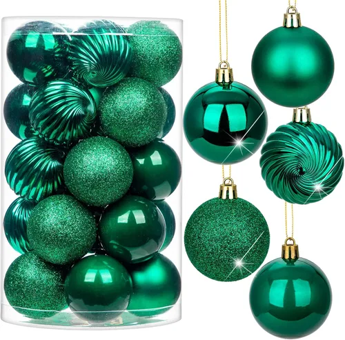 Miniatura 10 de Adornos de bolas de Navidad negras de 2.36 pulgadas, 25 piezas inastillables, set de adornos de Navidad, bolas de Halloween, adorno negro para árbol