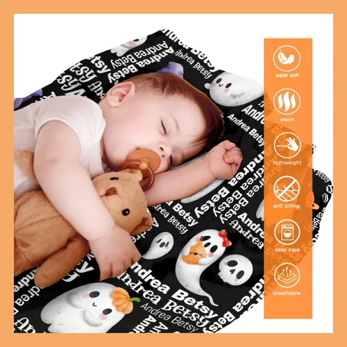 Miniatura 9 de Manta personalizada de fantasmas de Halloween, regalos para niñas, mujeres y niños, manta de forro polar ligera, espeluznante para niños, mantas