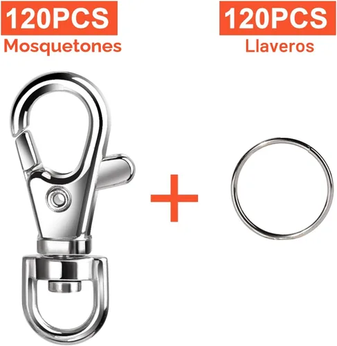 Miniatura 2 de LEOBRO 240 piezas cierres de pinza de langosta y llaveros, kit para hacer llaveros, 120 piezas de broches para llavero y 120 piezas de anillos