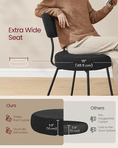 Miniatura 3 de VASAGLE Sillas de Comedor Boucle Juego de 4, Sillas Tapizadas de Cocina y Comedor con Respaldo Curvado y Marco de Acero, Modernas de Mediados