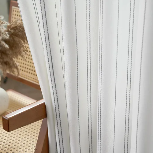 Miniatura 6 de jinchan - Cortinas blancas con rayas grises de 63 pulgadas de largo para sala o dormitorio, tratamiento para ventanas con aspecto moderno de lino