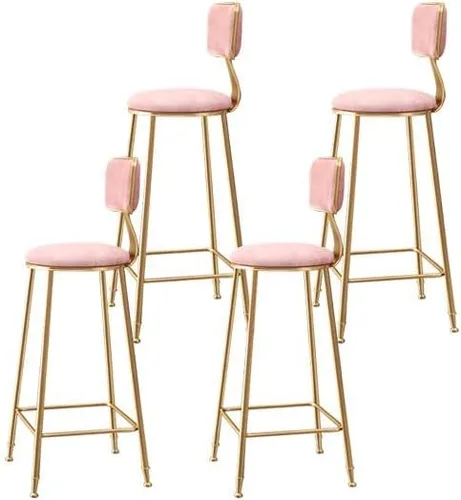 Miniatura 37 de Taburete moderno para mostrador, taburete sin brazos, taburete de hierro con cojín y pedal, 1 taburete corto (18 pulgadas de alto) azul
