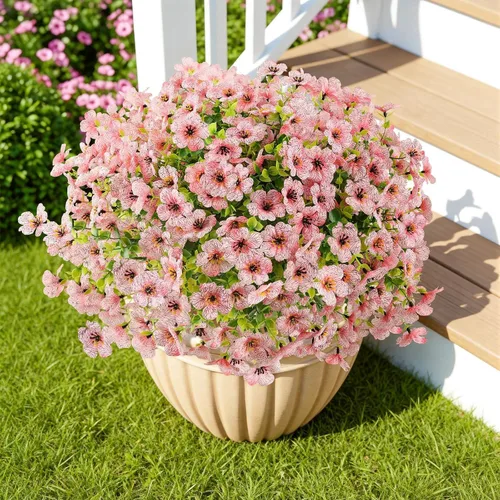 Miniatura 13 de ATTGREAT Flores artificiales para exteriores, plantas sintéticas resistentes a los rayos UV, flores falsas, margaritas, 12 paquetes de plnats de Azul