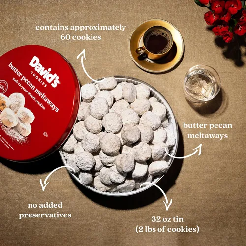 Miniatura 2 de Galletas Gourmet David's Cookies Butter Pecan Meltaway - Galletas de mantequilla con pecanas crujientes y azúcar en polvo de 32 onzas - Ingredientes