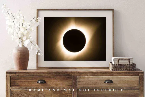Miniatura 4 de Impresión de fotografía celestial (sin marco) Imagen del eclipse solar total en la totalidad en Nebraska Sol Luna Arte de pared Ciencia Naturaleza