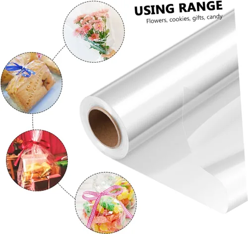 Miniatura 4 de Cabilock Bolsas de celofán transparente de celofán para cestas de regalo, 2 unidades de rollo de envoltura de grosor de 17 pulgadas x 100 pies