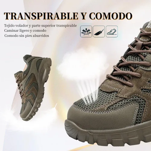 Miniatura 4 de Asiman Zapatos de punta de acero para hombres y mujeres, zapatos de trabajo indestructibles con puntera de acero, zapatos de seguridad ligeros