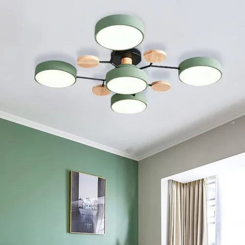 Miniatura 9 de Lámpara de techo LED moderna, lámpara LED regulable de 55 W, lámpara de techo moderna de montaje empotrado, lámpara de techo de madera para sala