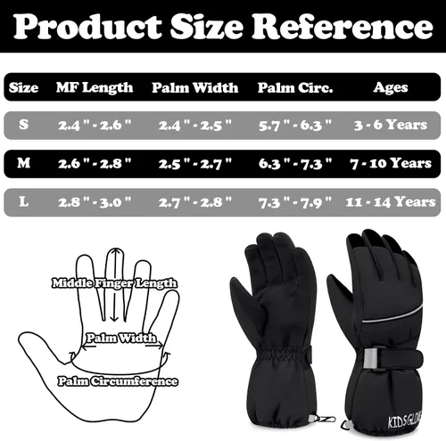 Miniatura 6 de Sarfel Guantes de nieve para niños, guantes impermeables para niños, guantes de esquí para niñas, guantes de invierno para niños, guantes