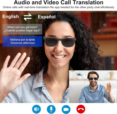 Miniatura 4 de Gafas inteligentes para hombres y mujeres con GPT de chat, gafas de traducción Bluetooth con 164 idiomas, audio de oído abierto con micrófono