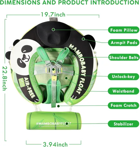 Miniatura 8 de Mambobaby Flotador de piscina para bebé con toldo, flotadores infantiles no inflables con cola sólida, suave, impermeable, agradable a la piel