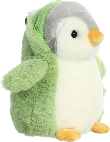 Miniatura 5 de Aurora® Pingüino de pompón juguetón™ Dino de peluche - Compañeros vibrantes para abrazos cálidos - Perfecto para adultos, niños y cumpleaños - Verde