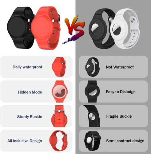 Miniatura 2 de R-fun Impermeable para Brazaletes Air Tag [Paquete de 2] Compatible con Localizadores Apple Air Tag, Funda Protectora de Silicona Suave, Anti