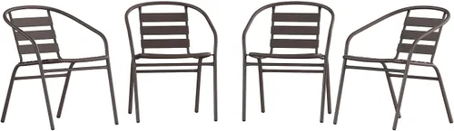 Miniatura 9 de Flash Furniture Sillas apilables de aluminio para restaurante al aire libre, modernas sillas apilables para patio, juego de 4, color negro