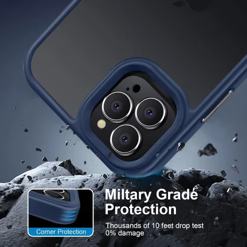 Miniatura 2 de Funda para iPhone 13 Pro Max, [probada en caídas de grado militar], funda protectora delgada, translúcida mate a prueba de golpes, funda para Azul