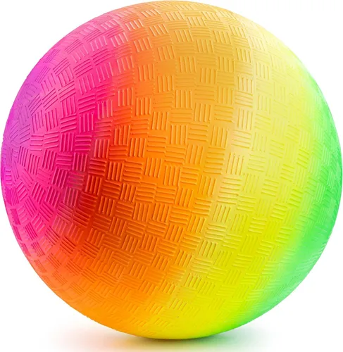 PlayBolt Rainbow Playground Ball - Pelota inflable de goma de 8.5 pulgadas (paquete de 1) para niños y adultos, juegos en interiores y exteriores,