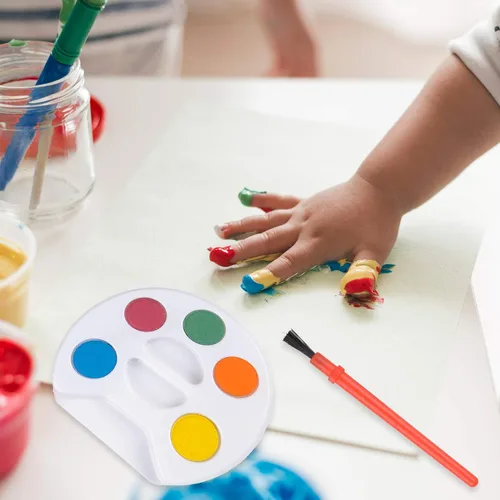 Miniatura 4 de Mini juego de pintura para niños de acuarela (paquete a granel de 12) - 5 pinturas de acuarela, bandeja de paleta y pincel de pintura