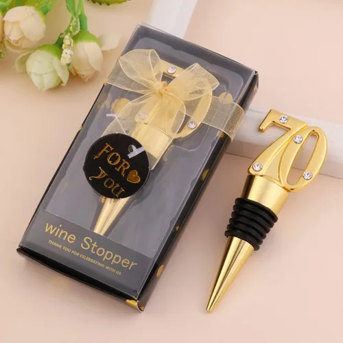 Miniatura 5 de Paquete de 12 70 tapones para vino, regalos de fiesta de aniversario, regalos de fiesta de cumpleaños negro y dorado, regalos de recuerdos