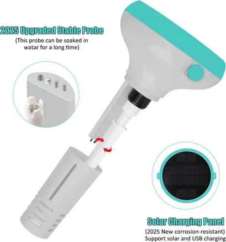 Miniatura 8 de Probador digital de agua para piscina, medidor flotante inteligente 7 en 1, habilitado para WiFi, prueba de pH, cloro, salinidad, ORP, EC, TDS