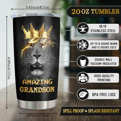 Miniatura 2 de Muilzon Regalos para Nieto Vasos de café de 20 onzas – Regalos de graduación, Navidad, cumpleaños para nieto de parte de la abuela y el abuelo
