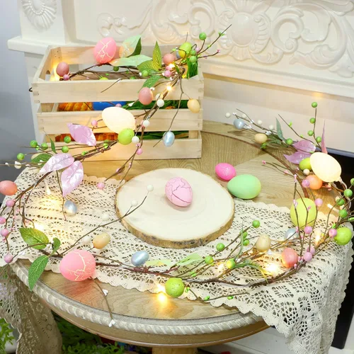 Miniatura 4 de ATDAWN Guirnalda de Navidad de huevo de Pascua de 6 pies, guirnalda de Navidad a pilas con luces, guirnalda de huevos de Navidad para Pascua
