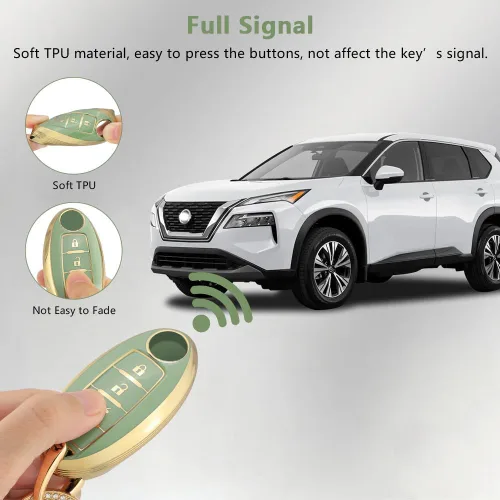 Miniatura 4 de PIFOOG Key Fob Cover Fit for Nissan 4 Button Altima Rogue Sentra Kicks Armada Murano Pathfinder Versa Titan Leaf Accessories Green Car Keys Case