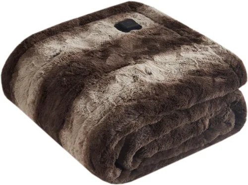 Miniatura 20 de Beautyrest Zuri - Poncho manta eléctrica reversible de piel sintética de leopardo de las nieves a visón, ponible, apagado automático, prácticamente