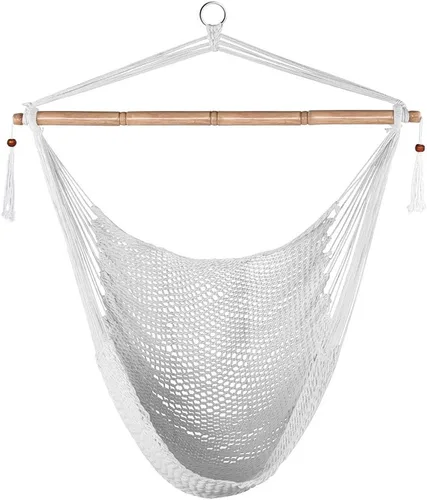 Miniatura 11 de Lazy Daze Hammocks Chair Caribbean - Silla colgante de cuerda tejida del Caribe con barra separadora de madera dura de 40 pulgadas y cuerda