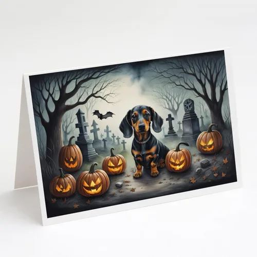 Miniatura 26 de Caroline's Treasures DAC2018GCA7P - Tarjetas de felicitación y sobres de Halloween espeluznantes de Border Collie, paquete de 8 tarjetas en blanco