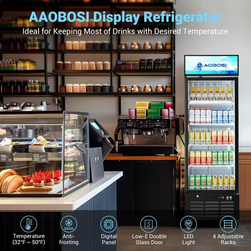 Miniatura 9 de AAOBOSI Refrigerador comercial comercial, refrigerador de pantalla de puerta de vidrio de 17.1 pies cúbicos, refrigerador vertical de bebidas