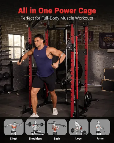 Miniatura 2 de GarveeLife Power Cage, Multi-Functional Power Racks for Home Gym with Cable Crossover System, 1600 LBS Weight Capacity Fitness Squat Rack for