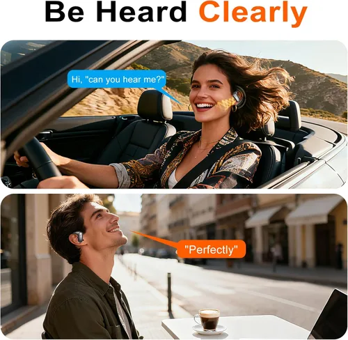 Miniatura 4 de kurdene Auriculares inalámbricos Bluetooth 5.4, auriculares abiertos con sonido de graves profundos, auriculares de 60 horas de reproducción, ajuste