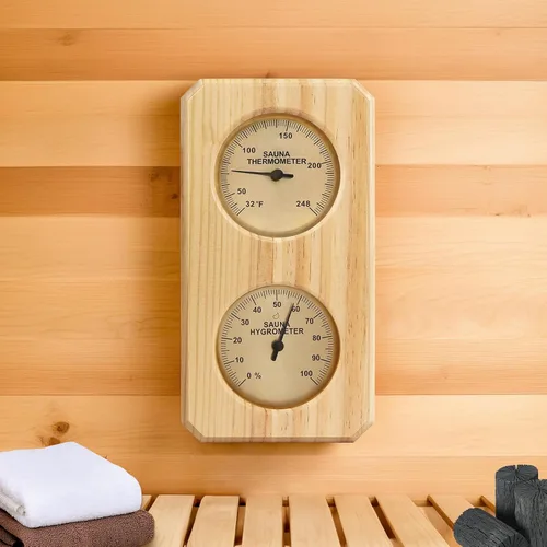 Miniatura 7 de Plus tard Termómetro e higrómetro de sauna Medidor vertical 2 en 1 Medición de humedad de temperatura interior para sala de sauna
