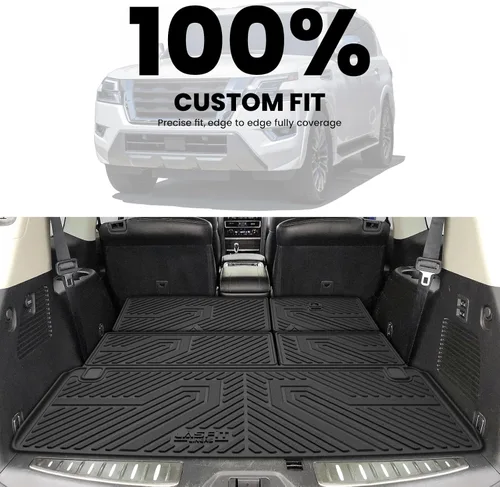 Miniatura 2 de LASFIT Tapete de carga y respaldo para Nissan Armada/Infiniti QX80 2019-2024, TPE para todo tipo de clima, ajuste personalizado, fácil de limpiar