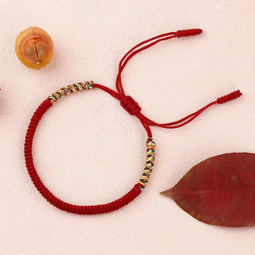 Miniatura 11 de Pulseras tibetanas hechas a mano con cuerda roja para él y ella, pulsera de la amistad, pulsera de la amistad, hilo negro y rojo para protección