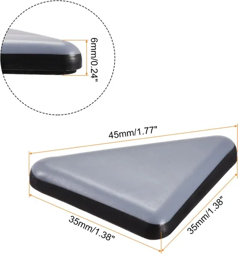 Miniatura 2 de uxcell 1.772 in x 1.378 in x 1.378 in triángulo PTFE muebles deslizantes, adhesivo autoadhesivo para pisos de madera, azulejos de cerámica