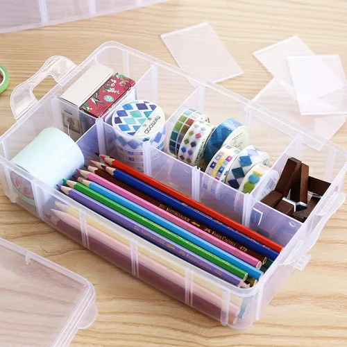 Miniatura 4 de Sooyee Contenedor de almacenamiento apilable de 6 capas, transparente, 60 compartimentos ajustables, compatible con juguetes pequeños, artes