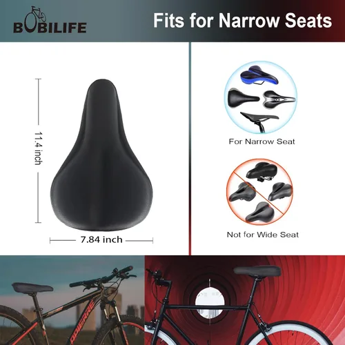 Miniatura 2 de Cojín de gel grueso y ancho para asiento de bicicleta con funda impermeable - Cómodo cojín de silicona de espuma viscoelástica para asiento