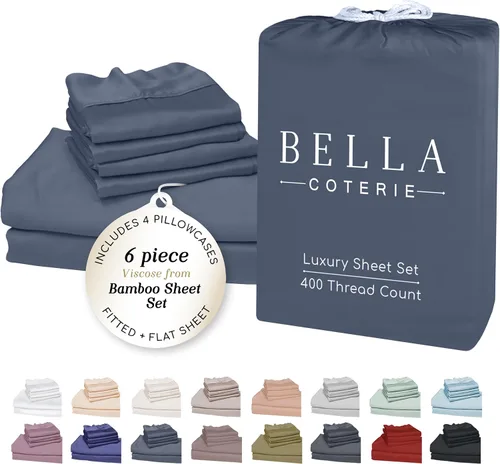 Miniatura 27 de Bella Coterie - Juego de sábanas de lujo de viscosa de bambú para cama tamaño split king 2 sábanas ajustadas para camas Sleep Number y camas 06