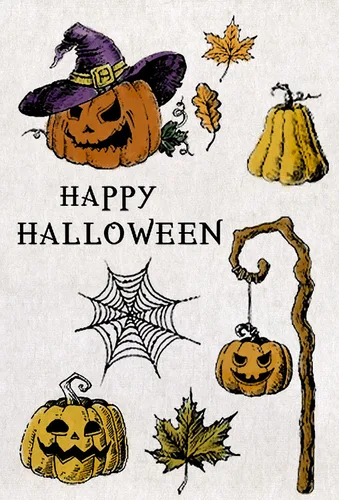 Miniatura 3 de Sello de tela de araña transparente con linterna de calabaza feliz Halloween, sellos de hojas de otoño para hacer tarjetas navideñas, decoración