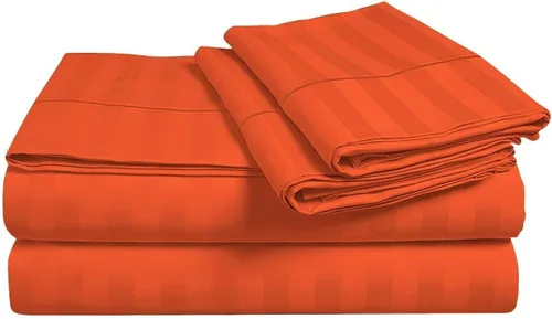 Miniatura 4 de Juego de sábanas y fundas de almohada de 6 piezas, 100% algodón, juego de sábanas de rayas de agua individual incluye 4 fundas de almohada, 1 sábana