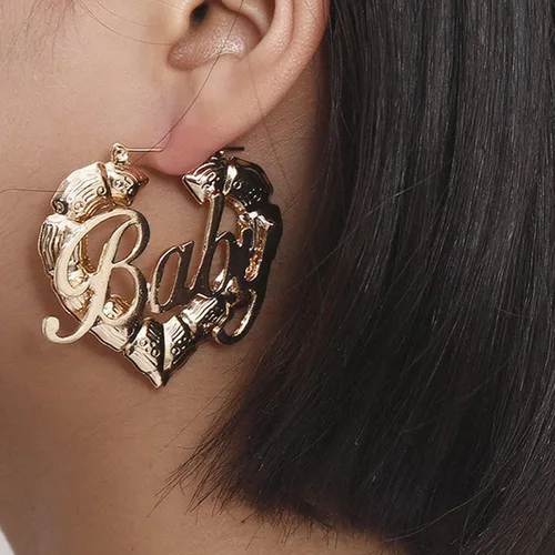 Miniatura 4 de Aretes de bambú para mujeres, gran set de aretes de aro de bambú, estilo hip hop de los 80 y 90, joyería para regalos de fiesta, accesorios