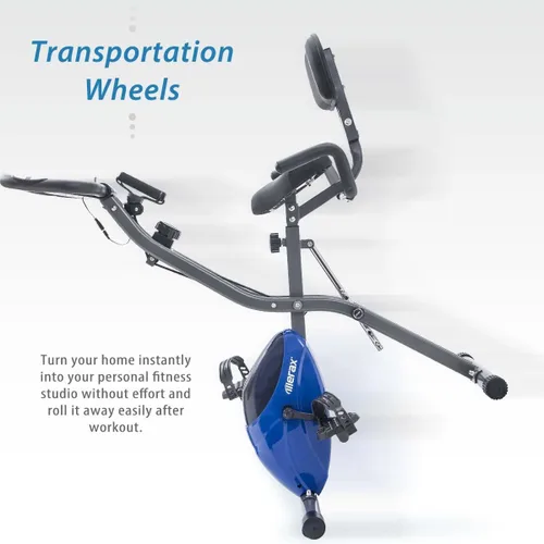 Miniatura 6 de Merax Bicicleta de entrenamiento para el hogar: bicicleta estática reclinada 2 en 1 y posiciones verticales de bicicleta de ciclismo para Azul