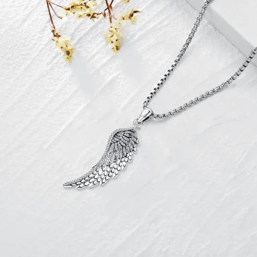 Miniatura 75 de Collar de alas de ángel de plata de ley 925, ángel de la guarda, enfermera RN caduceo, dije de ángel de cristal, joyería de regalo para mujer