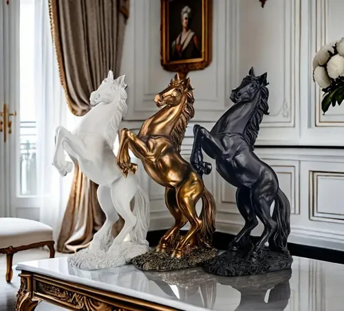 Miniatura 3 de Figura de arte escultura de animales, decoración del hogar de caballo, estatuas de resina, figura de decoración, caballo de pie, decoración moderna