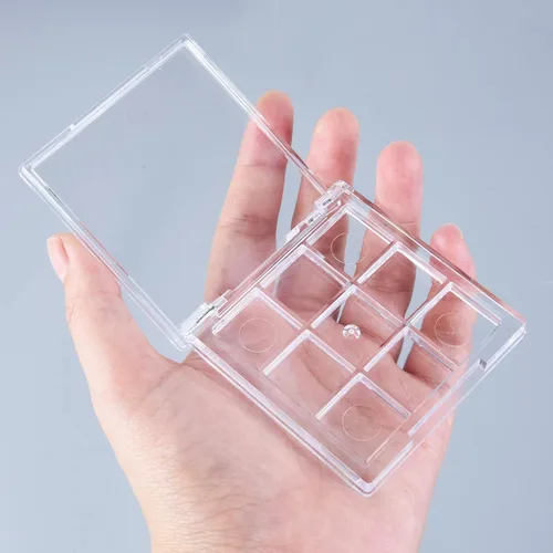 9 Wells - Caja de paleta de almacenamiento de pintura de plástico transparente, mini caja de paleta de pintura de viaje para pintura de acuarela, 9