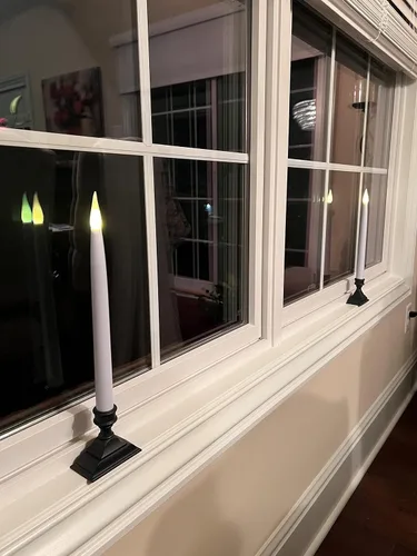 Miniatura 7 de 612 Vermont Velas LED para ventana con pilas y temporizador con control remoto, blanco cálido parpadeante o encendido constante, VTR1660A-4